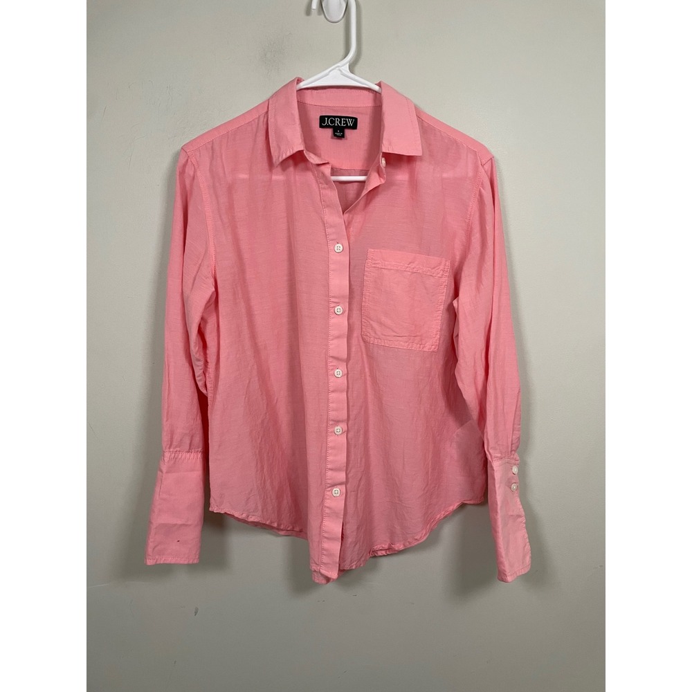 J.Crew Garçon Shirt in Cotton Voile in Pink Size 4 Lightweight Coastal Beach